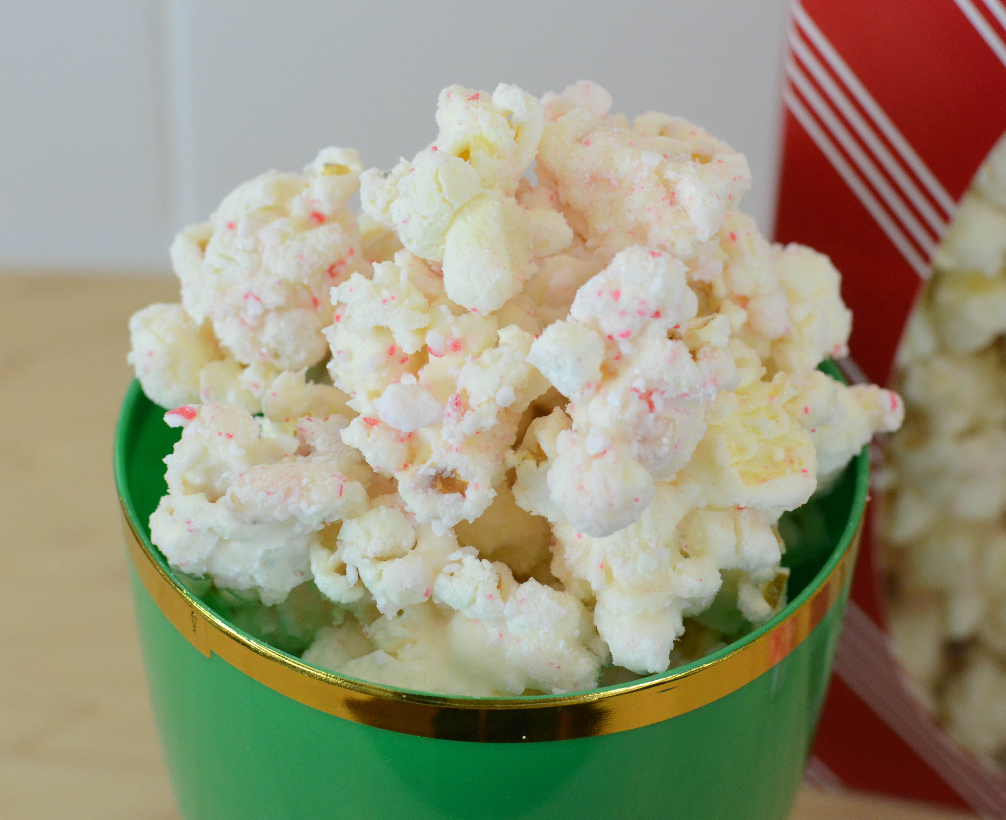 White Chocolate Peppermint Popcorn.